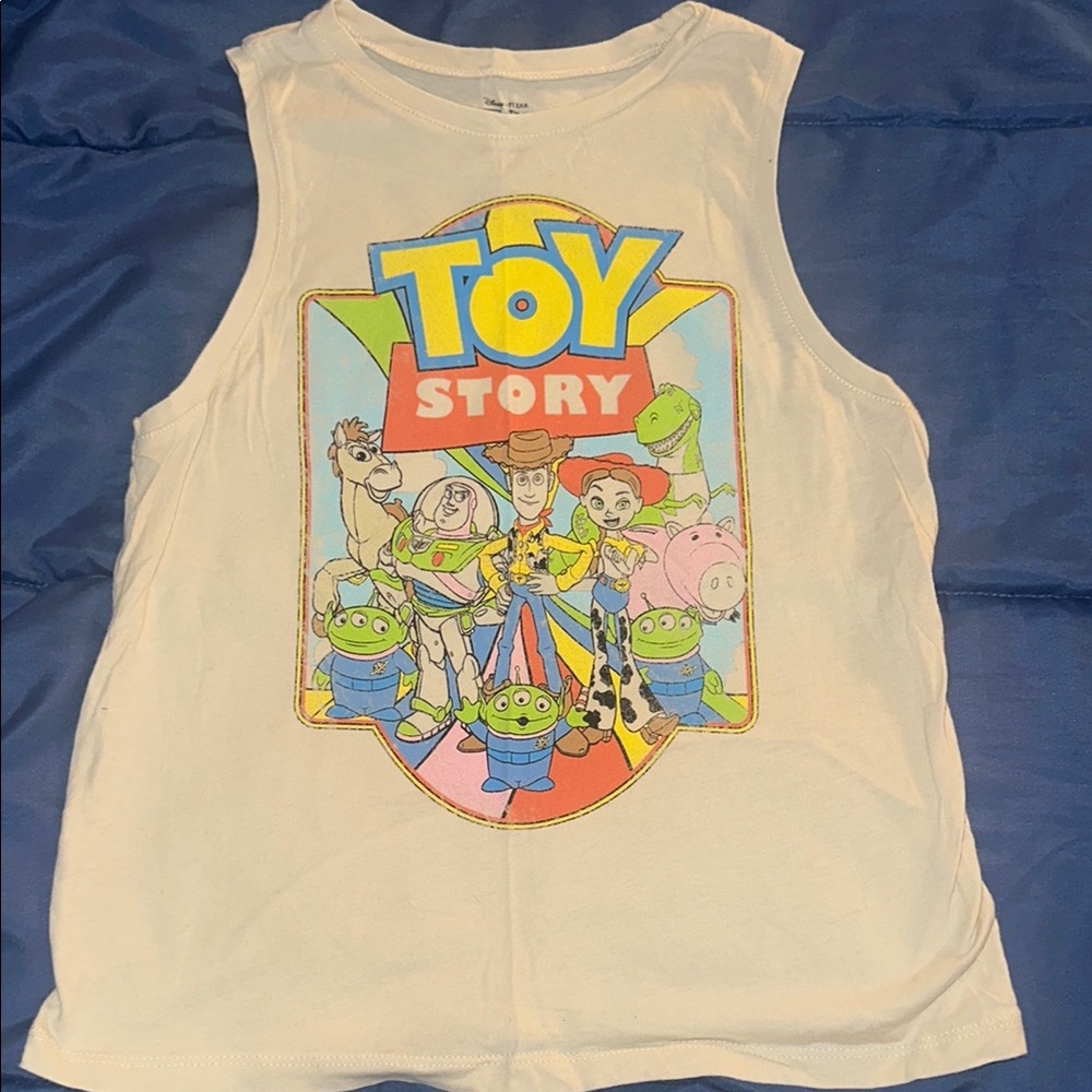 Off White Toy Story Tank Top with Vintage Graphic